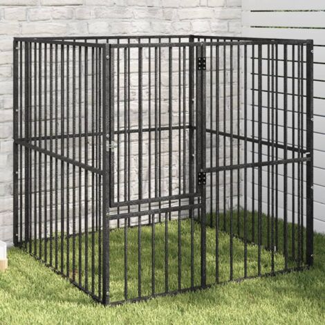 Vidaxl – Parc pour chien 4 panneaux noir en acier galvanisé – Dimensions 100 x 100 x 100 cm – Capacité 50 kg – Pour chiots et petits animaux