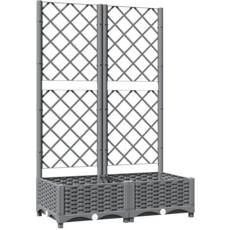 Vidaxl – Jardinière avec treillis gris clair 80x40x121,5 cm – Polypropylène résistant aux chocs – Pour plantes grimpantes – Boîte inférieure pratique (1/5)