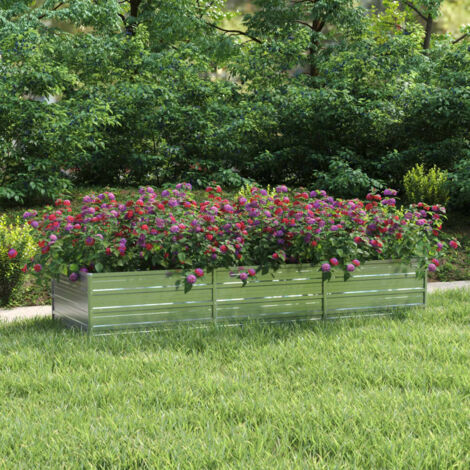 Lit surélevé de jardin 240x80x45 cm Acier galvanisé Argenté vidaXL