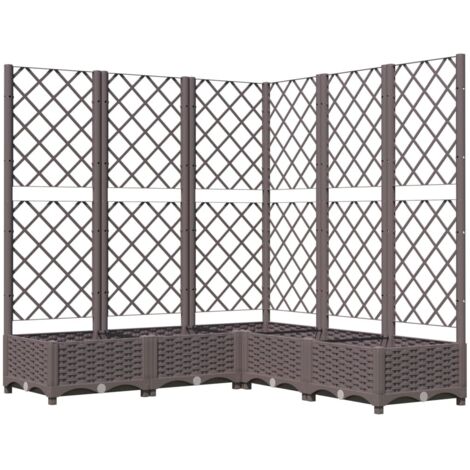 Vidaxl – Jardinière marron avec treillis 120x120x121,5 cm – PP résistant aux intempéries – Soutien pour plantes grimpantes