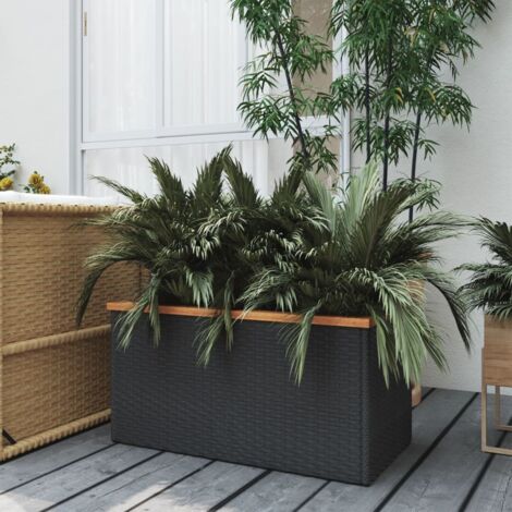 Vidaxl – Jardinière en poly rattan 80x40x40 cm – Résistante aux intempéries – Sac intérieur en plastique pour maintien de l'humidité – Cadre en acier robuste