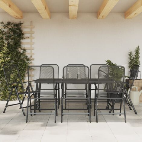 vidaXL 9 Piece Garden Dining Set Anthracite Metal Mesh (1/5)