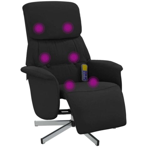 vidaXL Fauteuil inclinable de massage avec repose-pieds noir tissu (1/5)