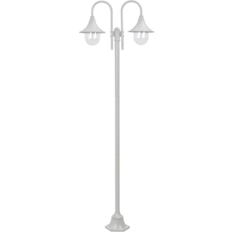 Vidaxl – Lampadaire d'extérieur 220 cm – Aluminium blanc – 2 lanternes E27 – IP44 pour éclairage extérieur – Alimentation 220-240V
