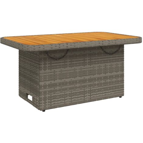 vidaXL Garden Table Grey 90x55x71 cm Poly Rattan and Acacia Wood (1/5)