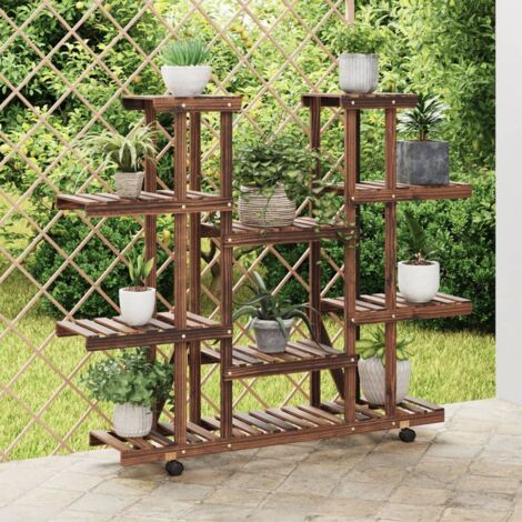 vidaXL Flower Stand with Wheels 110x25x115 cm Solid Wood Fir (1/5)