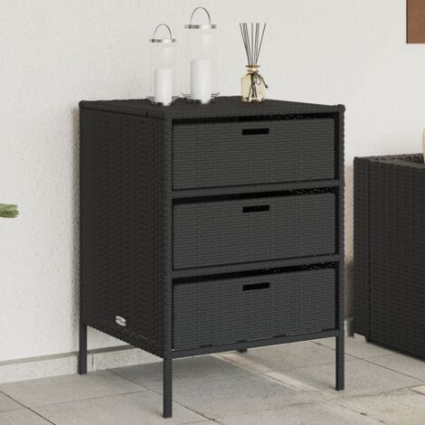 Armoire de rangement de jardin noir 55x59x80 cm résine tressée vidaXL