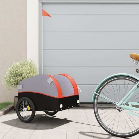 vidaXL Bike Trailer Black and Orange 30 kg Iron