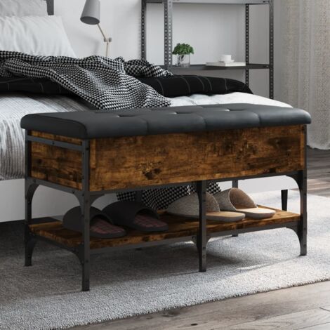 vidaXL Shoe Bench Smoked Oak 82x42x45 cm Engineered Wood (1/5)