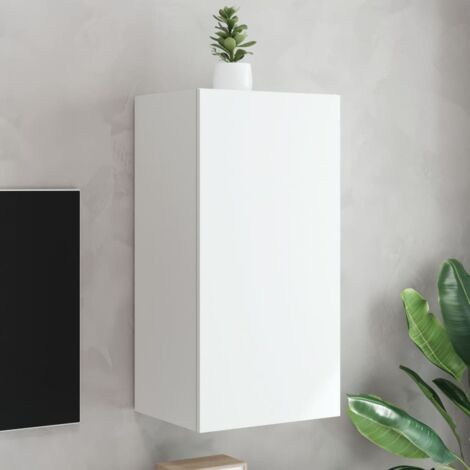 vidaXL TV Wall Cabinet with LED Lights White 40,5x35x80 cm