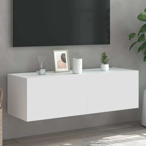 vidaXL TV Wall Cabinet with LED Lights White 100x35x31 cm (1/5)