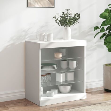 Buffet avec lumières LED blanc 60,5x37x67 cm vidaXL (1/8)