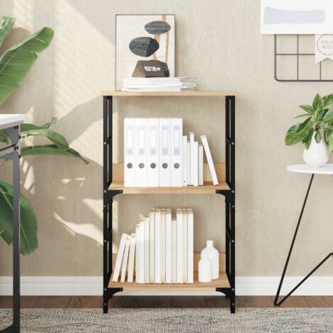 Vidaxl – Bibliothèque chêne sonoma 50x33x82 cm – Bois d'ingénierie – 2 compartiments – Design industriel avec cadre en acier