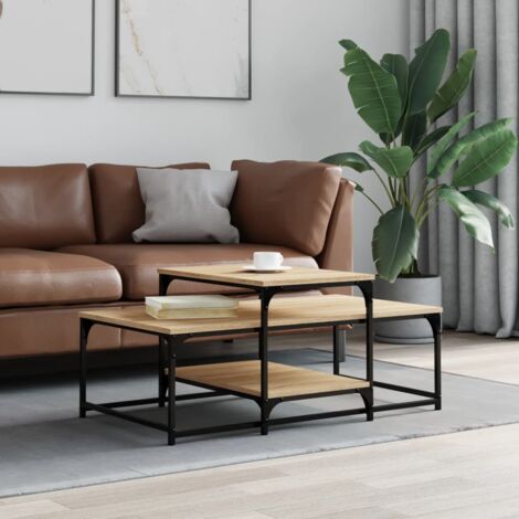 Vidaxl – Table basse fixe chêne sonoma 102x60x45 cm – Bois d'ingénierie – Surface lisse et résistante à l'humidité – Cadre métal robuste (1/5)