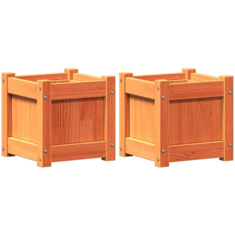 vidaXL Garden Planters 2 pcs Wax Brown Solid Wood Pine