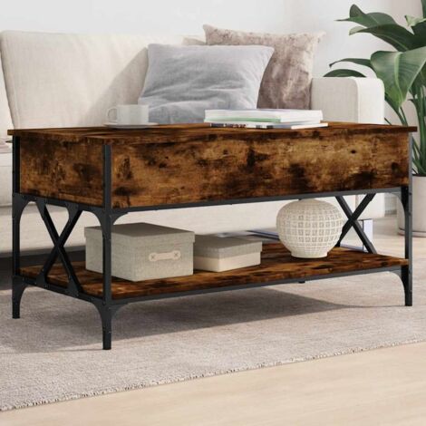 Table basse chêne fumé 100x50x50 cm bois d'ingénierie et métal vidaXL
