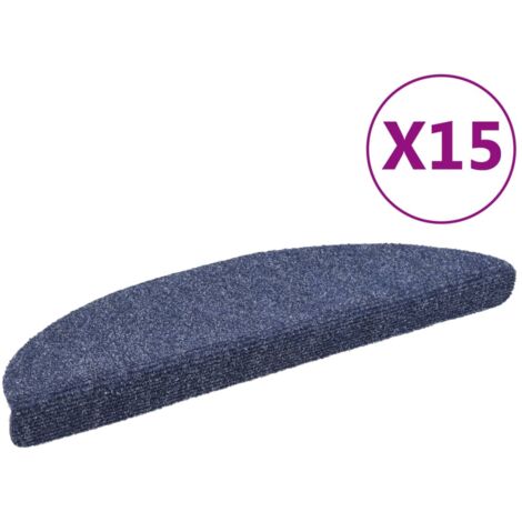Tapis d'escalier auto-adhésif Poinçon aiguilleté 15 pcs Bleu