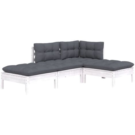 Vidaxl – Salon de jardin 4 pcs avec coussins en bois de pin massif – Dimensions canapé 63,5 x 63,5 x 62,5 cm – Capacité 110 kg par siège