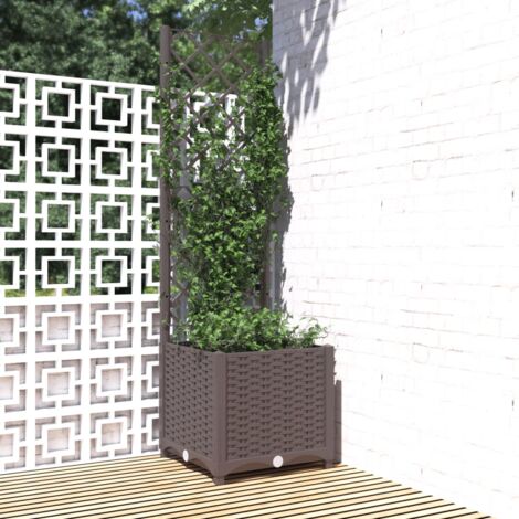 Jardinière avec treillis Marron 40x40x136 cm PP vidaXL