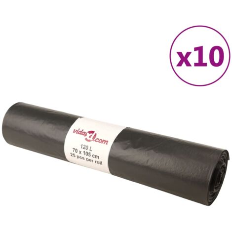 Sacs poubelles 250 pcs noir 120 L vidaXL