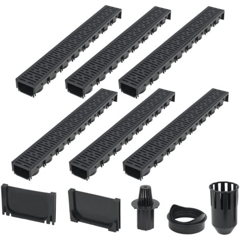 Vidaxl – Lot de 6 caniveaux de drainage en plastique 100 x 12,5 x 8 cm – Système de verrouillage – Résistants à la corrosion et au gel - vidaXL27317