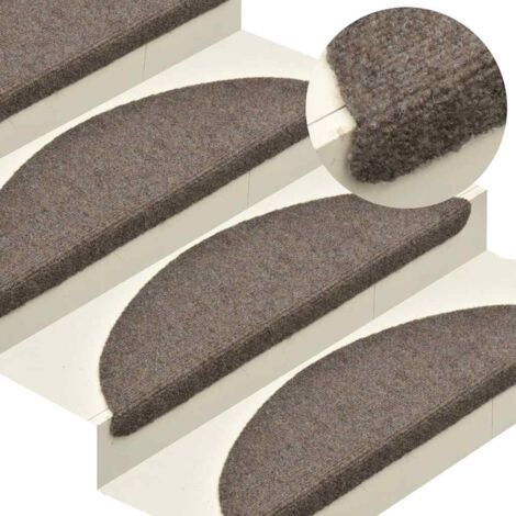 Tapis d'escalier auto-adhésifs 5 pièces 65 x 21 x 4 cm Beige Demi-rond Grand vidaXL