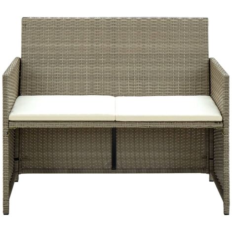 Canapé de jardin à 2 places avec coussins Beige Résine tressée vidaXL