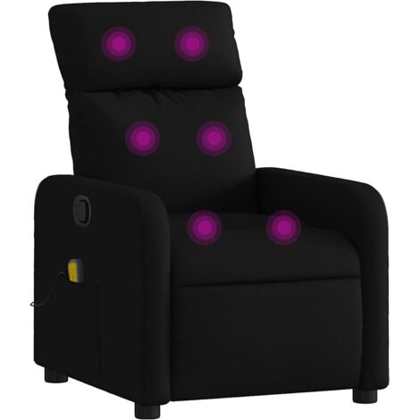 Fauteuil Confortable Rembourre VidaXL Fauteuil Inclinable Noir Tissu - Fauteuil TV Confortable Avec Poche Latérale