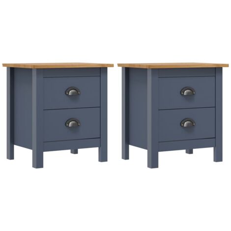 vidaXL Bedside Cabinets "Hill" 2pcs Grey 46x35x49,5 cm Pine Wood