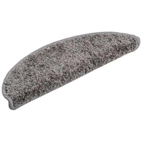Tapis d'escalier 15 pièces 56 x 17 x 3 cm Gris Demi-rond vidaXL