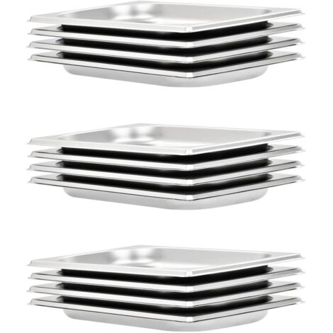 Récipients Gastronorm 12 pcs GN 1/4 20 mm Acier inoxydable vidaXL