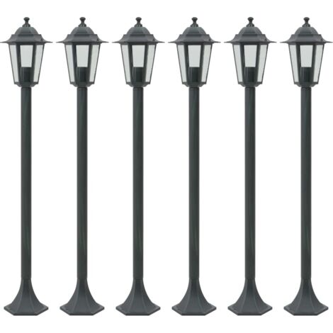Vidaxl – Lampe de jardin à piquet 6 pcs E27 110 cm – Aluminium vert foncé – IP44 pour extérieur – Abat-jour en PVC – Alimentation 220-240V
