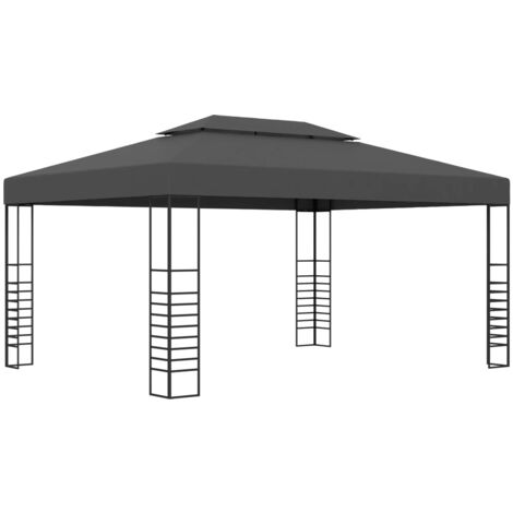Vidaxl – Tonnelle 3x4 m anthracite – Structure en acier robuste – Toit 100% polyester – Auvent ventilé pour protection soleil et pluie