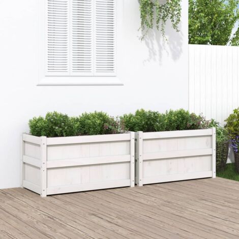 Jardinières 2 pcs blanc bois de pin massif vidaXL389916