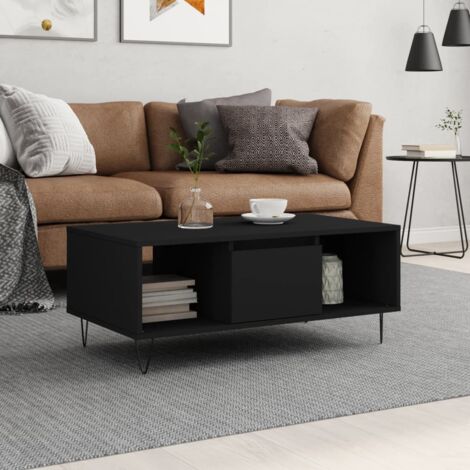 vidaXL Coffee Table Black 90x50x36,5 cm Engineered Wood (1/5)