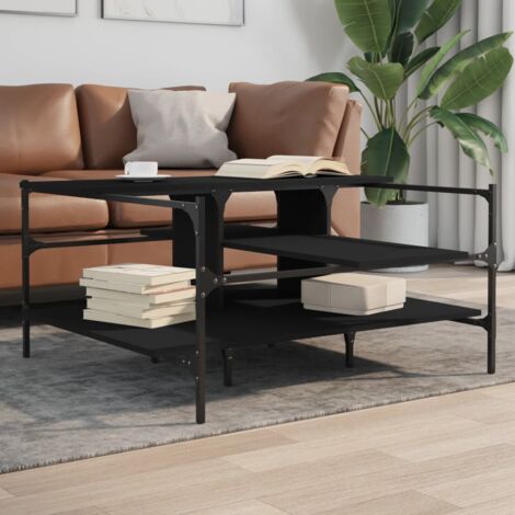 Table basse noir 100x100x48,5 cm bois d'ingénierie vidaXL (1/5)