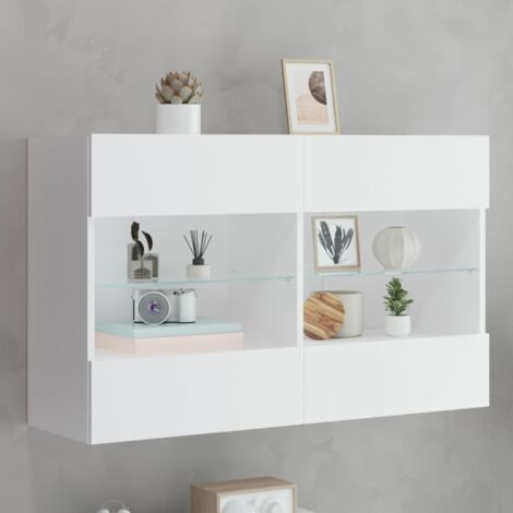 vidaXL TV Wall Cabinet with LED Lights White 98.5x30x60.5 cm (1/5)