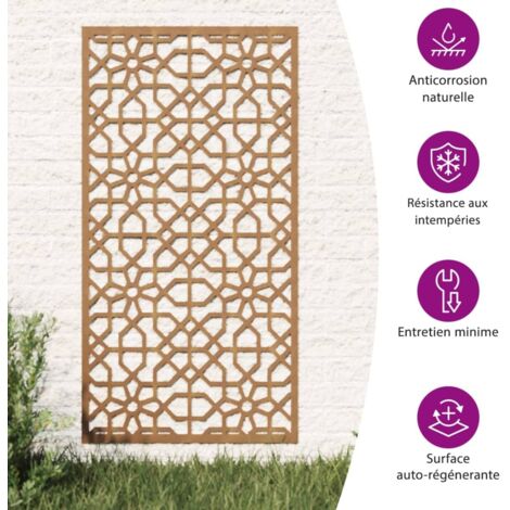 VidaXL Décoration Murale Jardin 105x55 Cm Acier Corten Design Bambou