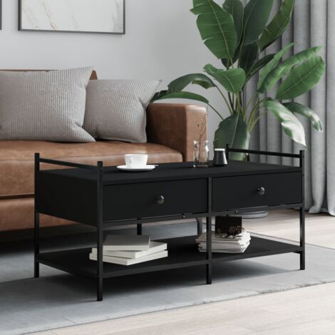 Table basse noir 99x50x50 cm bois d'ingénierie vidaXL (1/5)