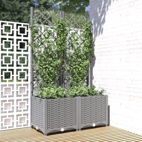 Jardinière avec treillis Gris clair 80x40x136 cm PP vidaXL