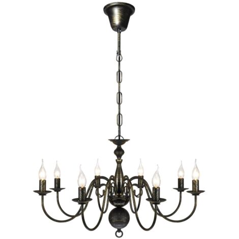 Vidaxl – Lustre en métal noir antique 8 x E14 – Dimensions 80 x 45 cm – Hauteur 93,5 cm – Finition antique pour intérieur élégant
