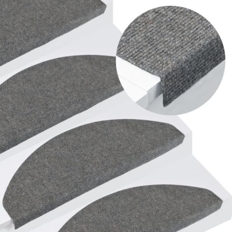 Vidaxl – Tapis d'escalier autocollants 15 pcs 65x22,5 cm – Feutre aiguilleté gris – Antidérapants pour escaliers standard – Installation facile