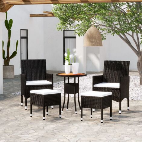 vidaXL 5 Piece Garden Lounge Set Poly Rattan Black (1/5)