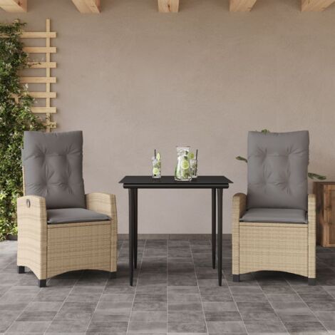 vidaXL 3 Piece Garden Dining Set with Cushions Mix Beige Poly Rattan (1/5)