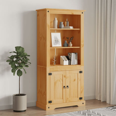 Vidaxl – Placard en pin massif mexicain Corona 80x40x170 cm – 3 étagères ouvertes et 1 armoire – Style rustique pour salon ou salle à manger