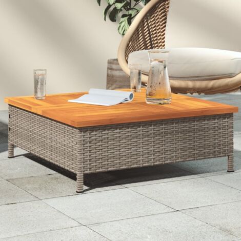 Vidaxl – Table de jardin 70x70x25 cm – Résine tressée et bois d'acacia – Trou pour parasol – Facile à nettoyer – Design moderne (1/5)