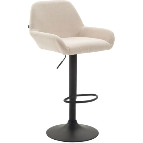 Tabouret de bar Braga tissu avec pied en métal Crème Noir
