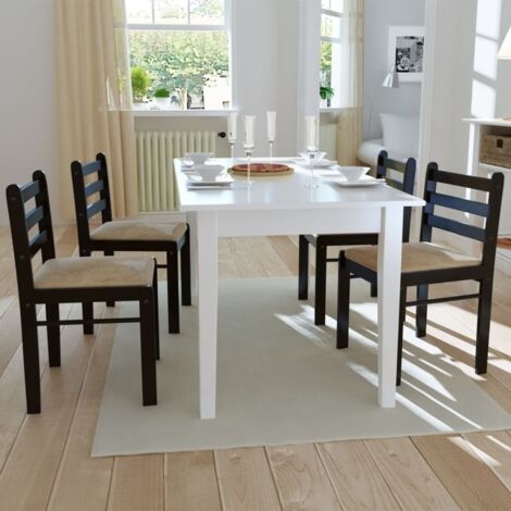 Vidaxl – Lot de 4 chaises de salle à manger en bois d'hévéa et velours – Dossier carré – Confort rembourré – Charge max 110 kg