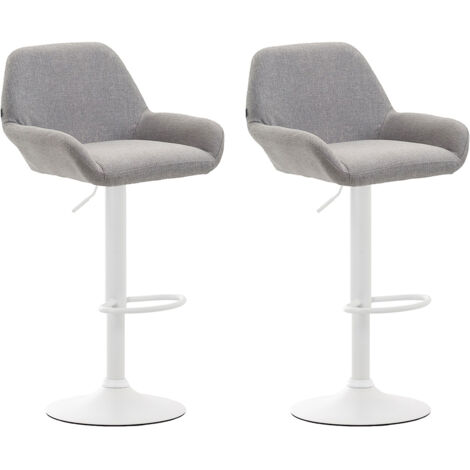 Lot de 2 tabourets de bar Braga en tissu Gris Blanc (1/4)