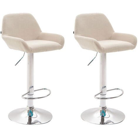 Lot de 2 tabourets de bar Braga en tissu Crème Chrome